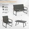 Grey Metal Fabric 4-Piece Outdoor Patio Set Loveseat Chairs with Glass Table